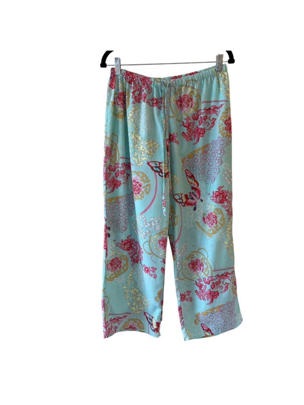 Natori Private Luxuries Butterfly Floral Print Lounge Pants Elastic Waist Size L